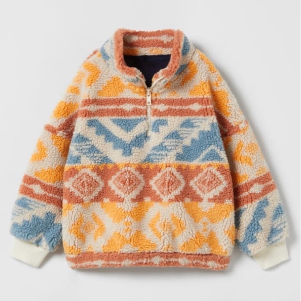 Zara- Fleece Multicolored Sweater Size 18-24 months